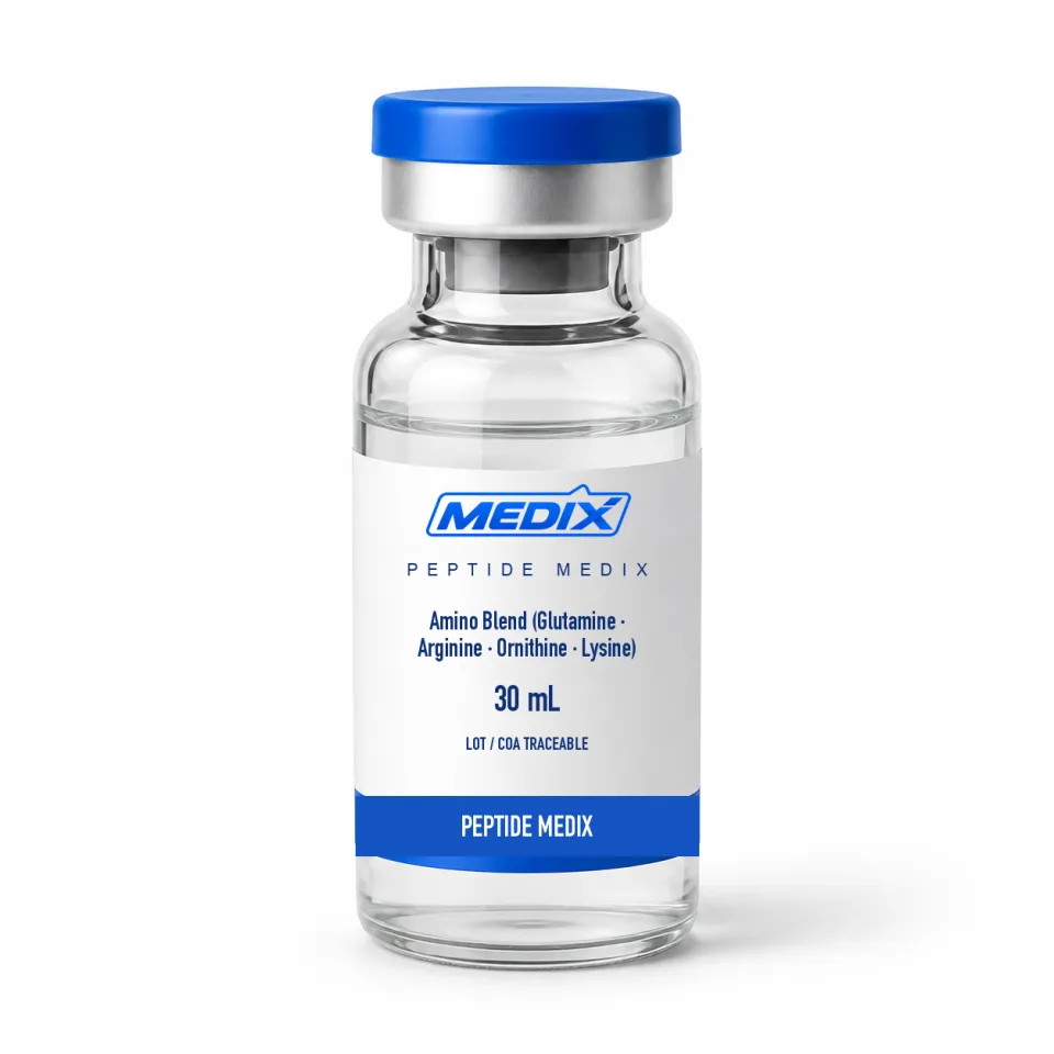 Amino Blend (Glutamine · Arginine · Ornithine · Lysine) — research vial