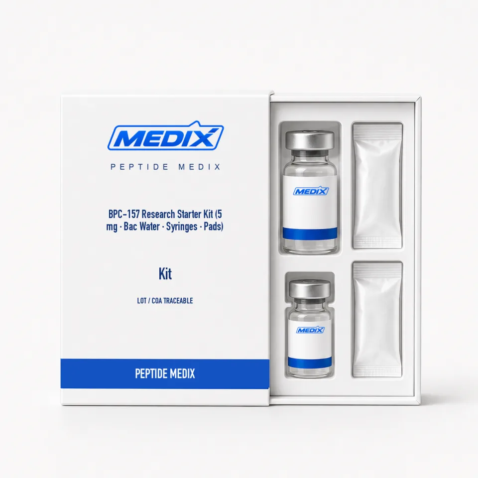 BPC-157 Research Starter Kit (5 mg · Bac Water · Syringes · Pads) — research vial