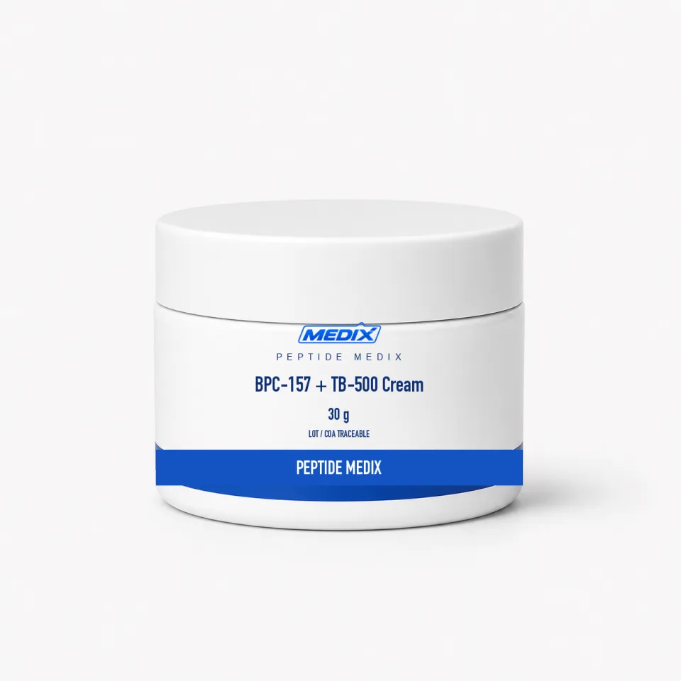 BPC-157 + TB-500 Cream — Emollient oil-in-water cream in a screw-top jar