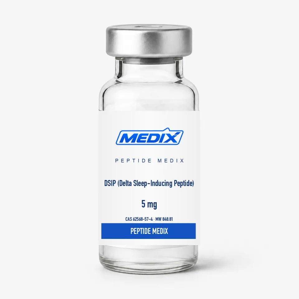 DSIP (Delta Sleep-Inducing Peptide) — Lyophilized white powder in a sealed glass vial