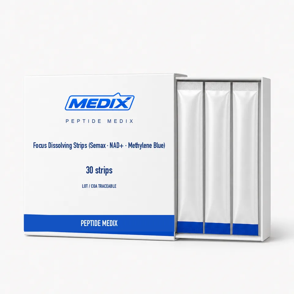 Focus Dissolving Strips (Semax · NAD+ · Methylene Blue) — Fast-dissolving thin-film strips in a sealed pack