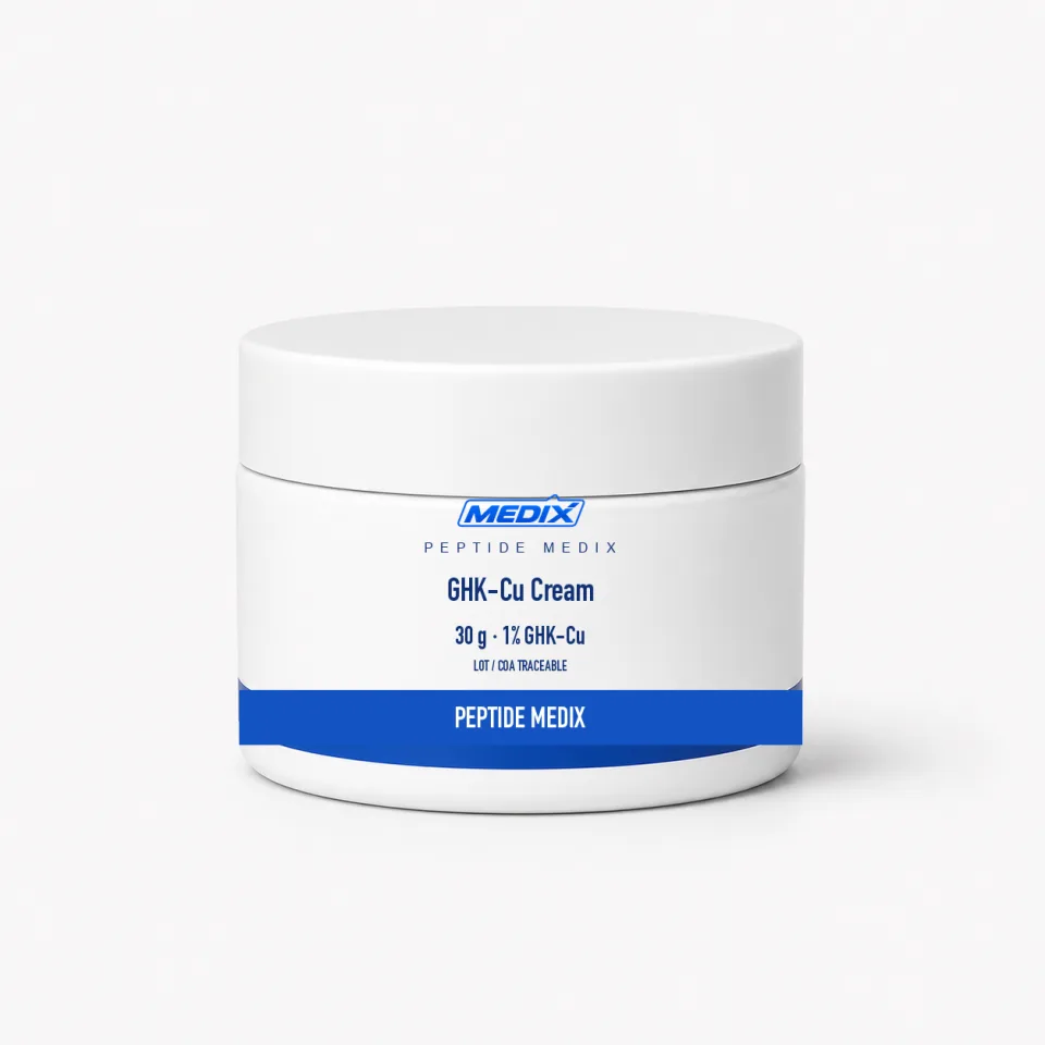 GHK-Cu Cream — Blue-tinted emollient cream in a screw-top jar