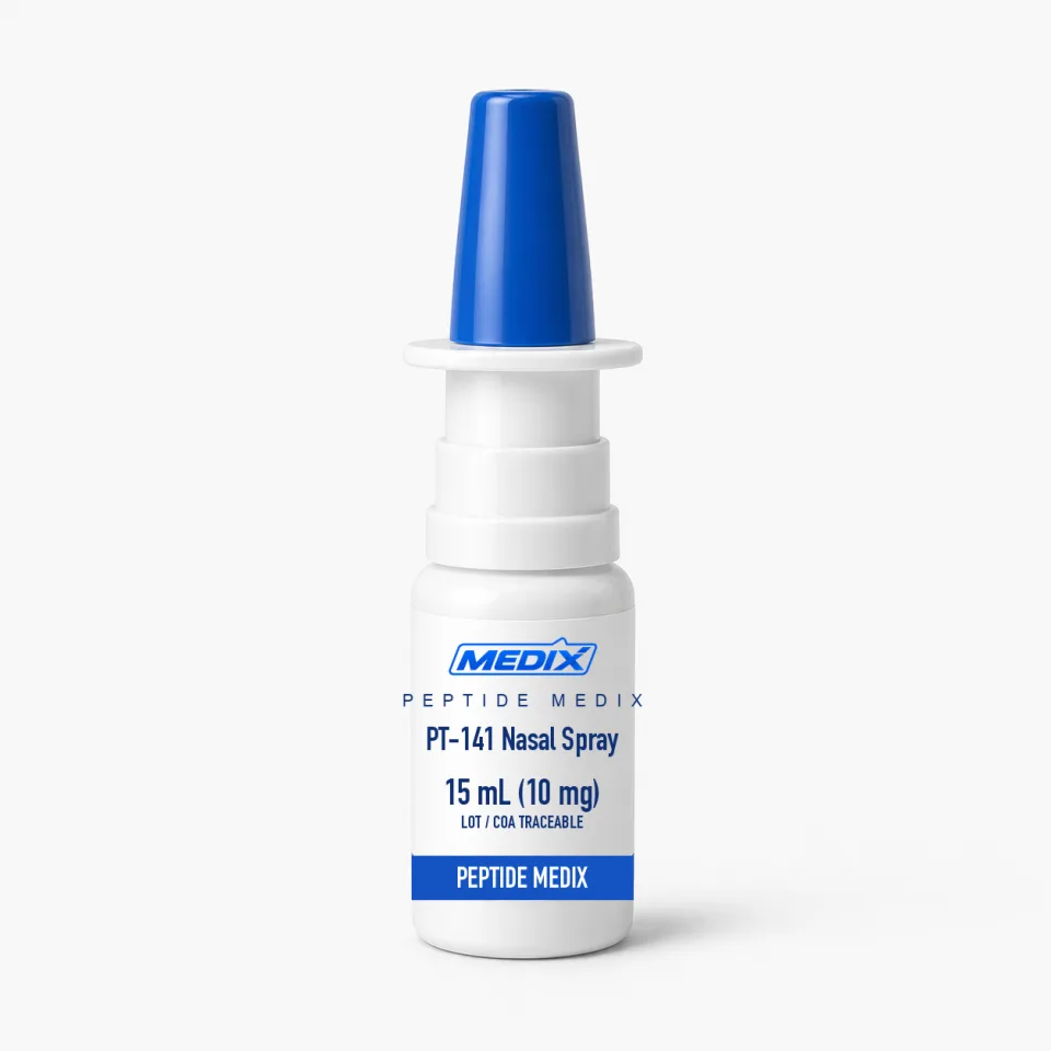 PT-141 Nasal Spray — Aqueous solution, 15 mL amber bottle with metered nasal pump