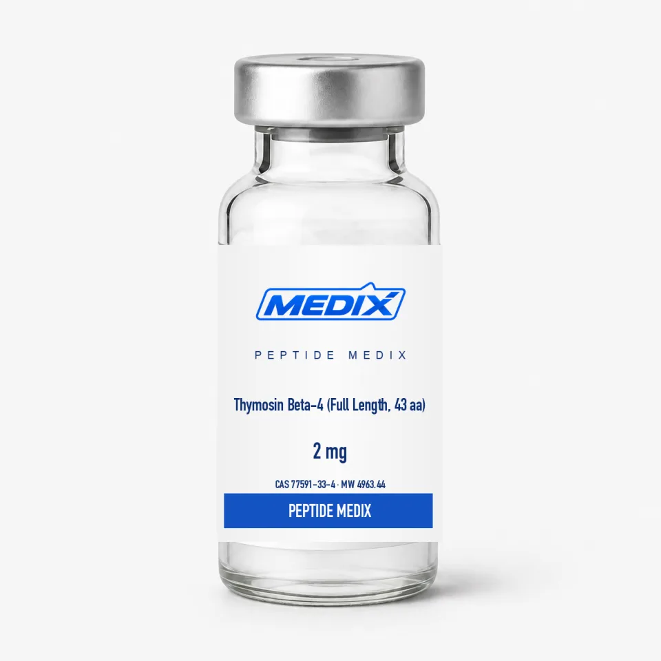 Thymosin Beta-4 (Full Length, 43 aa) — Lyophilized powder, sealed glass vial with crimped stopper